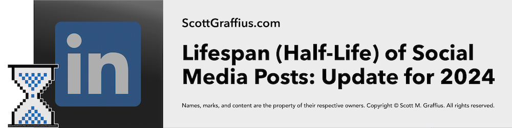 Scott M Graffius - Lifespan Halflife of Social Media Posts - 2024 - Blog Sections - 1000x250 - LinkedIn